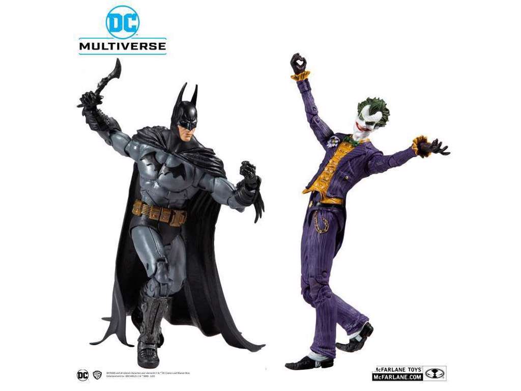 DC Multiverse action figur Collector Multipack Arkham Asylum Batman VS Arkham Asylum Joker på 18 cm