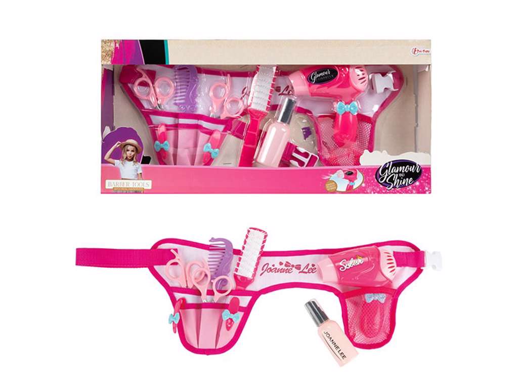 GLAMOUR SHINE frisør set med bæltetaske og hårtørrer