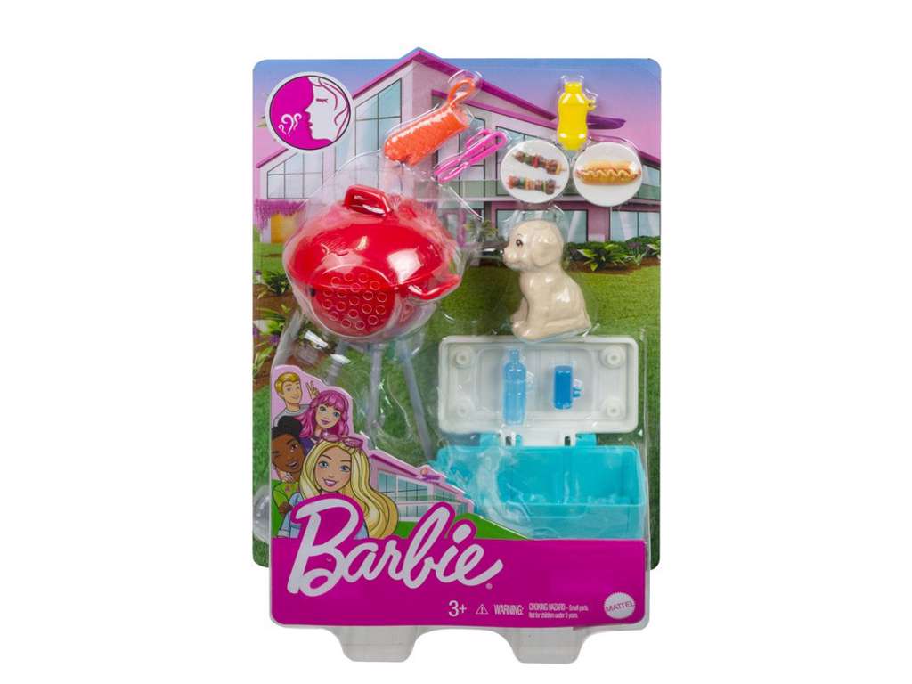 Barbie tilbehørssæt med grill og kæledyr