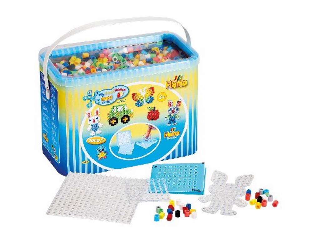 Hama maxi 3000 perler og plader blå bøtte - 8805