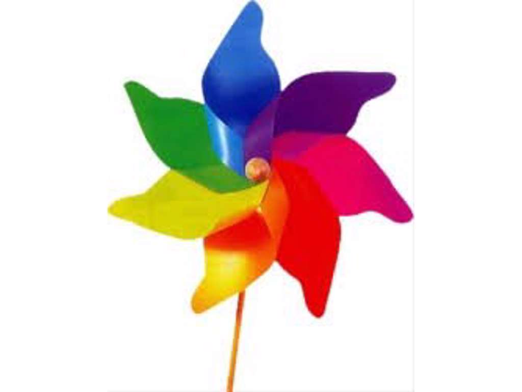 Vindmølle i regnbuefarver på 30 cm