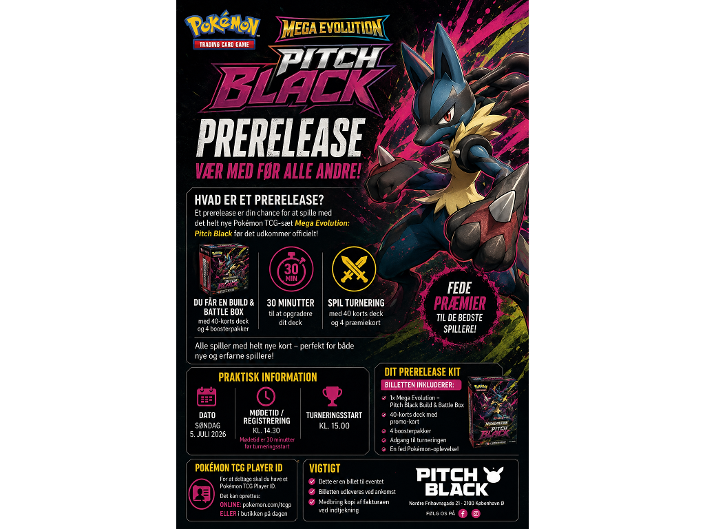 Pokémon TCG Prerelease – Mega Evolution: Pitch Black 5/7 klokken 15