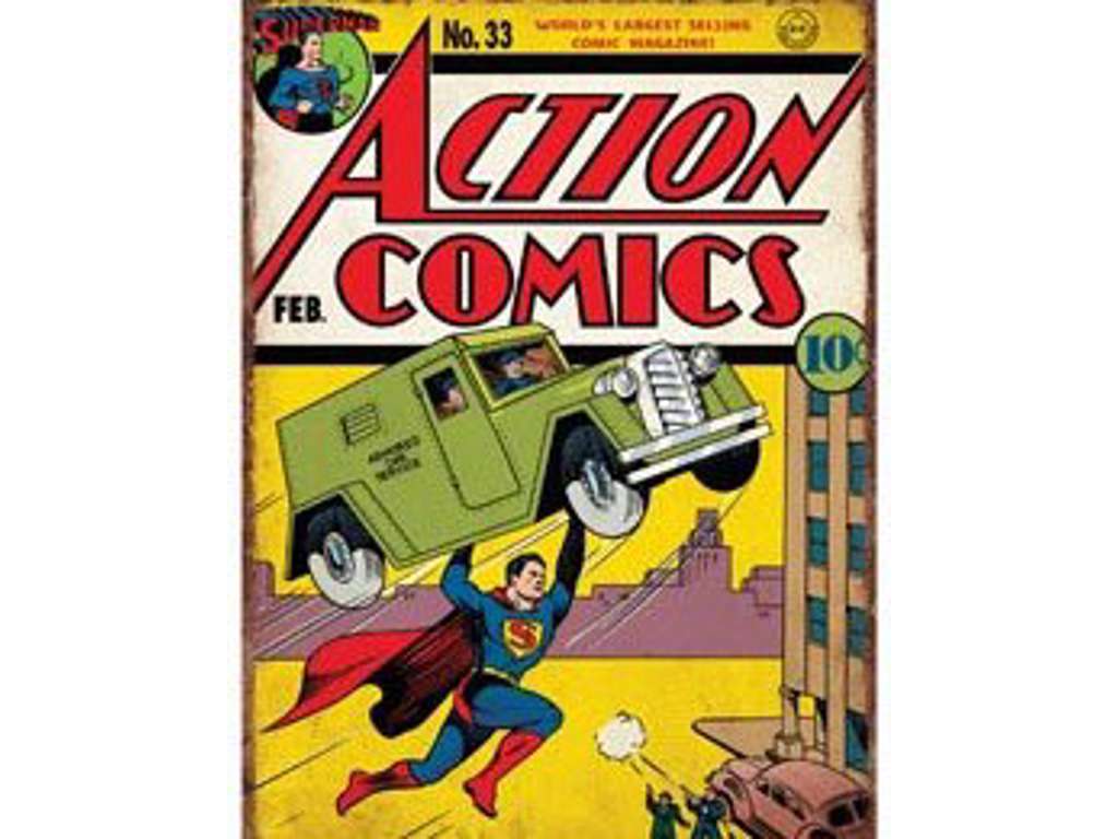 Superman retro tin skilt Action Comics 33 41x30cm