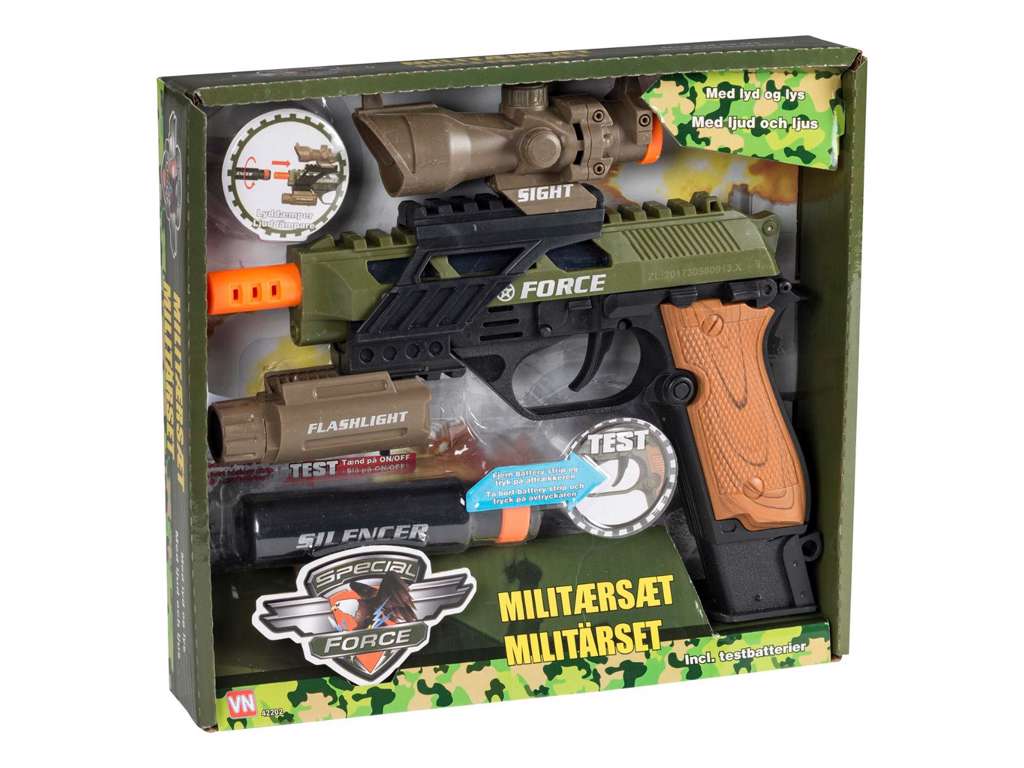 Militær pistol med blowback, lys og lyd fra Gonher