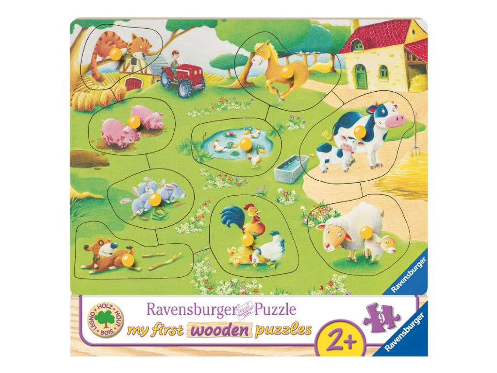 Dyr på gården puslespil med 9 brikker