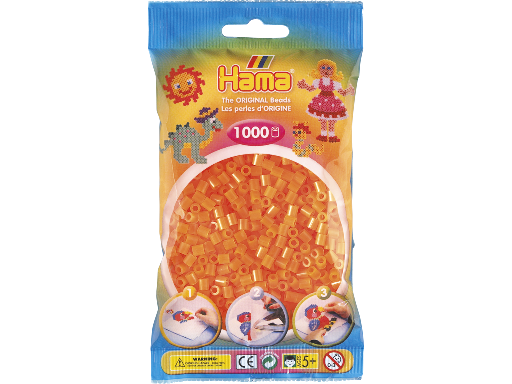1000stk. Hama Midi neon orange 207-38