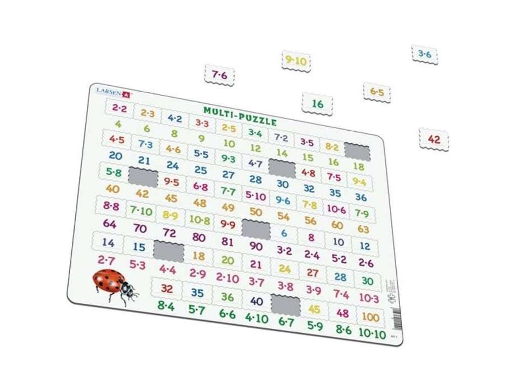 Matematik puslespil - lær at gange - 58 brikker