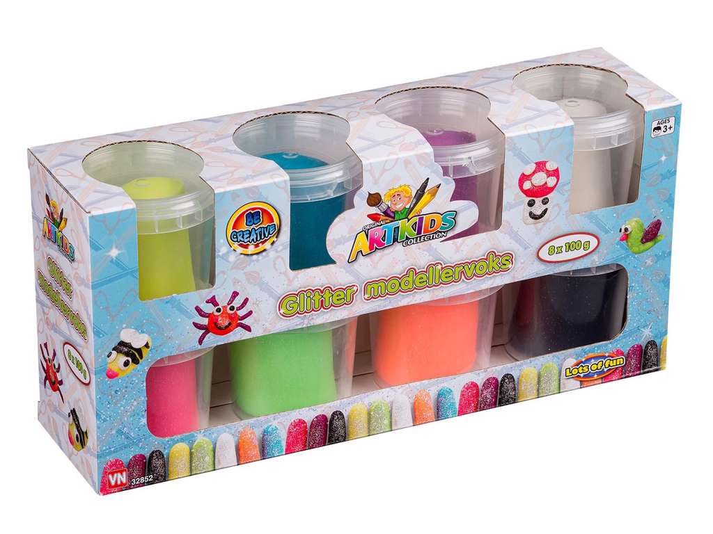 8 dåser glittermodellervoks fra Artkids