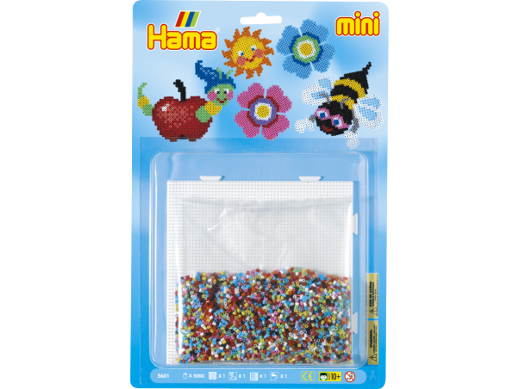 Hama Mini perler stor stiftplade og perler med larver / blomster / bier