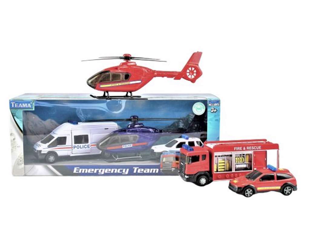 Politi og redningssæt fra Teama - flere forskellige