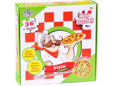 Mini pizza puslespil på 36 brikker - flere forskellige
