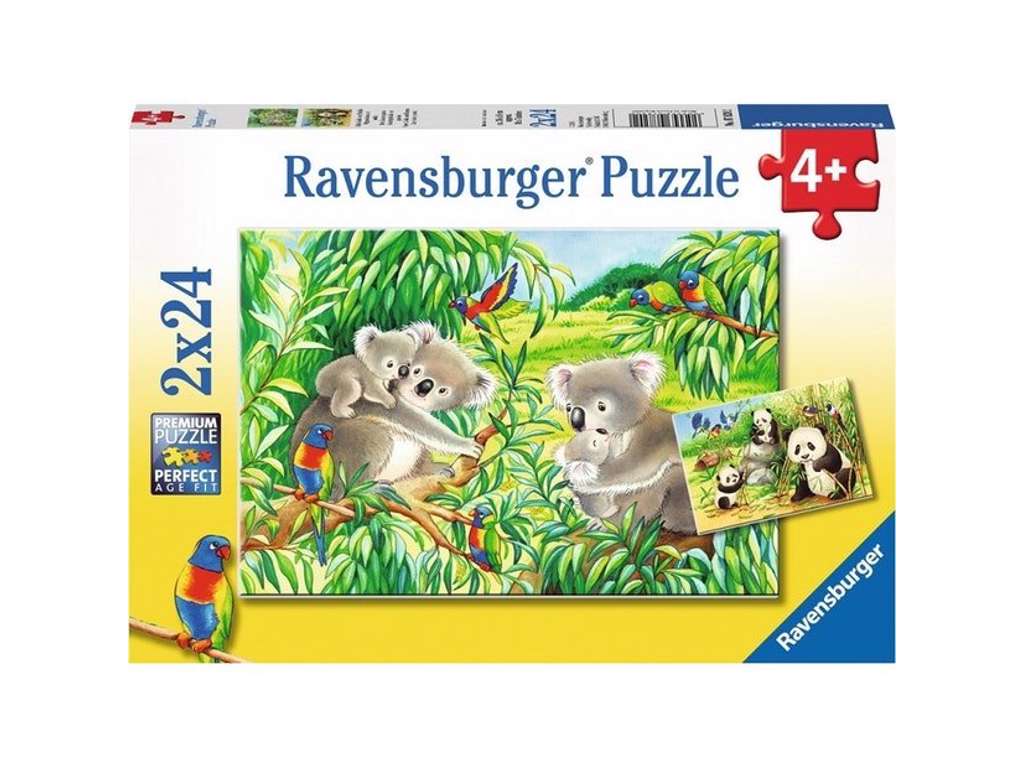 Søde koaler og pandaer puslespil med 2x24 brikker