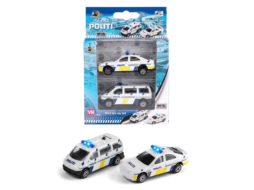 Politibil og indsatslederbil i metal fra Speedcar