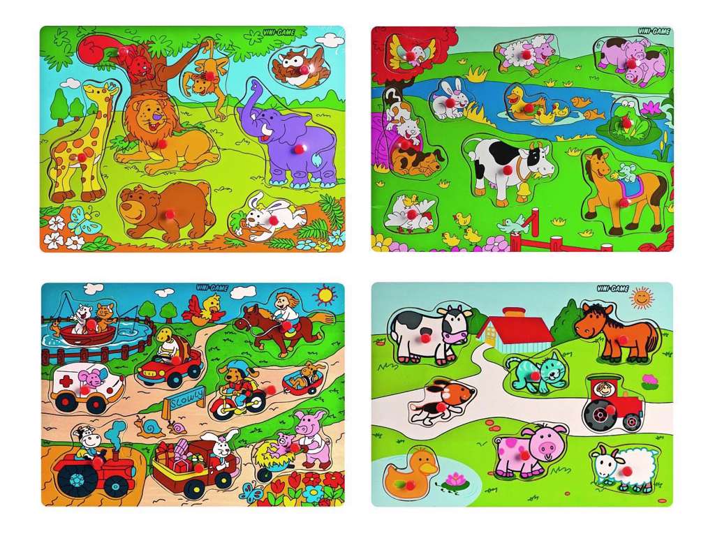 Træpuslespil med knop på 30 x 22,5 cm fra Vini game