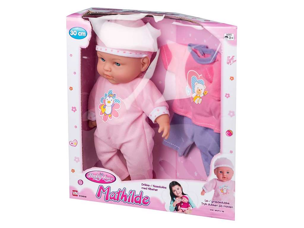 Dukke på 30 cm med lyd og ekstra tøj fra My Baby