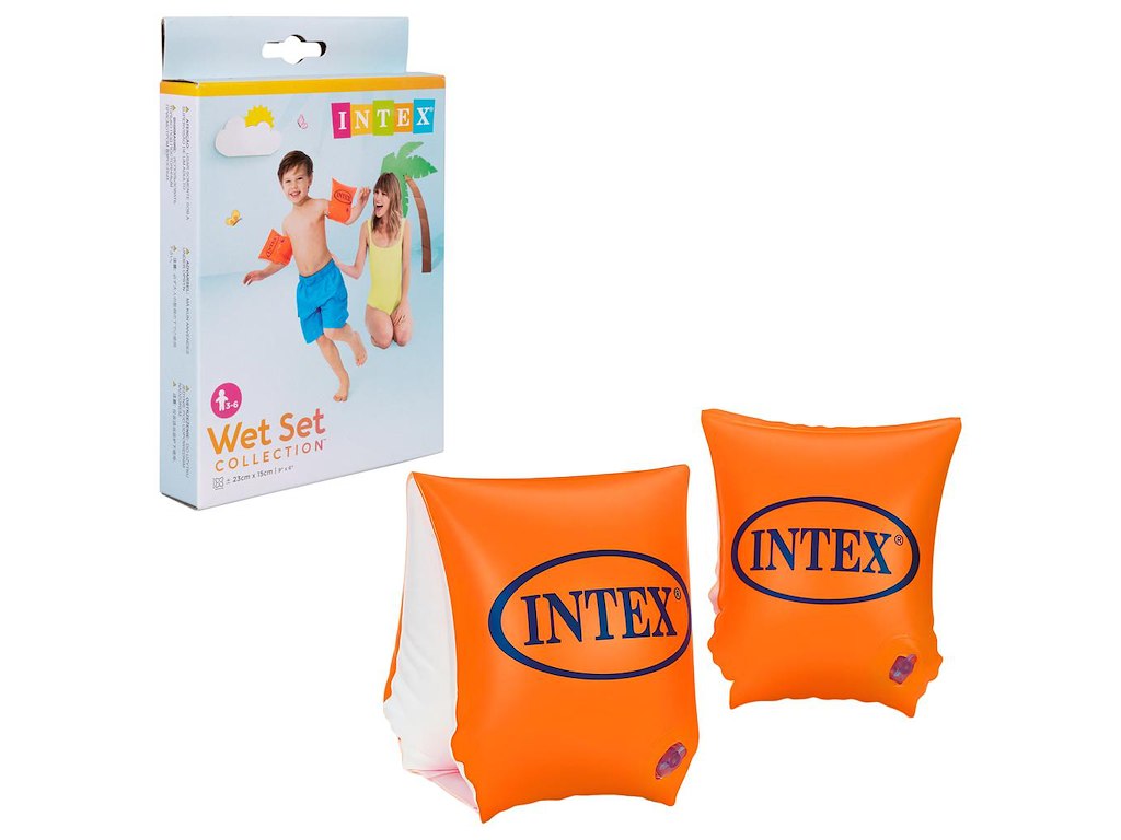 Intex Badevinger 3-6 år 23 x 15 cm – Orange med Print