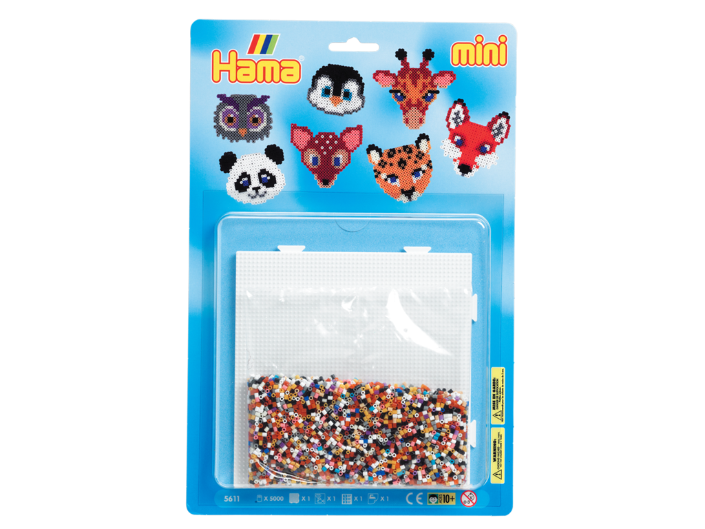 Hama Mini Perler Stor Stiftplade + Perler m/ dyr