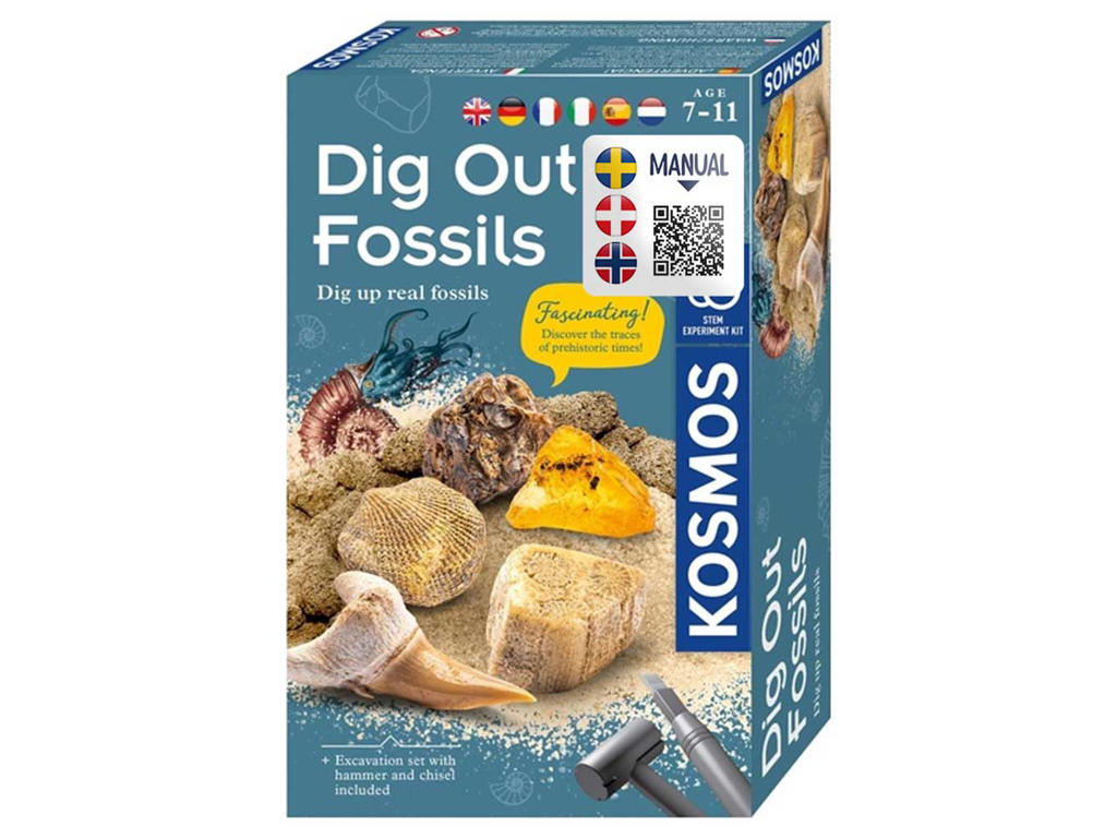 Udgravningssæt med fossiler