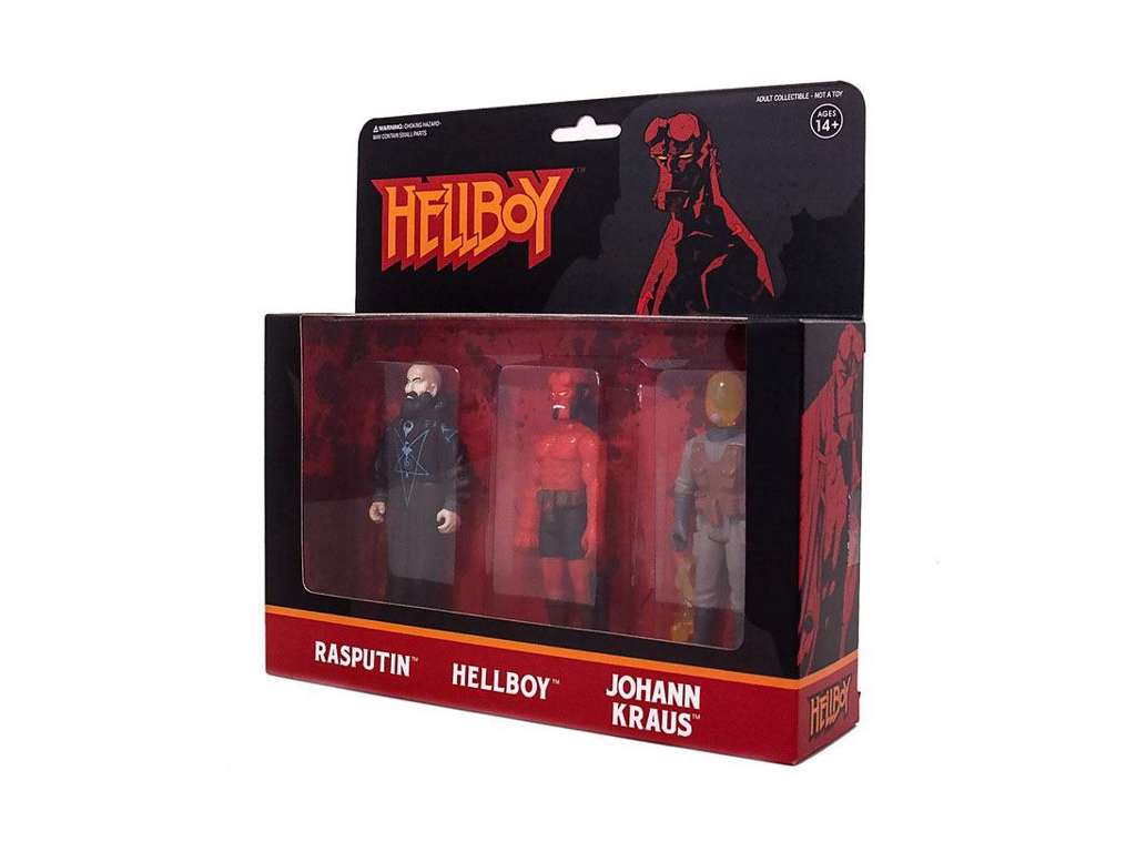 Hellboy ReAction action figur 3-pak med Hellboy / Rasputin / Johann Kraus på 10 cm