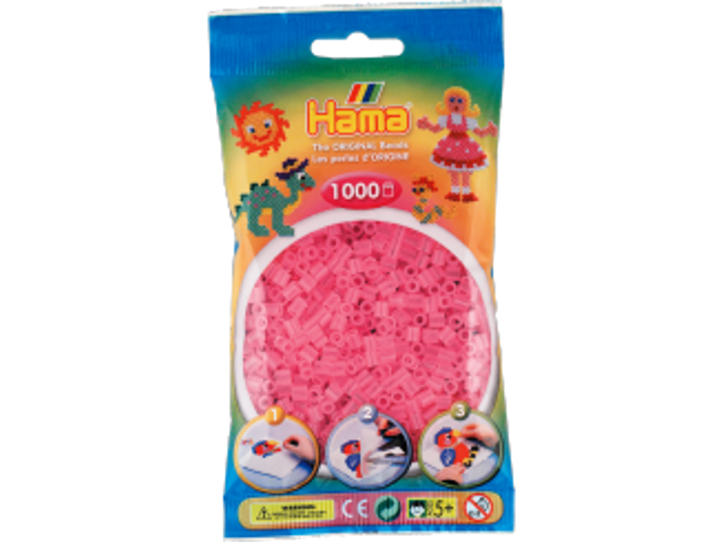 1000stk. Hama Midi gennemsigtig rosa 207-72