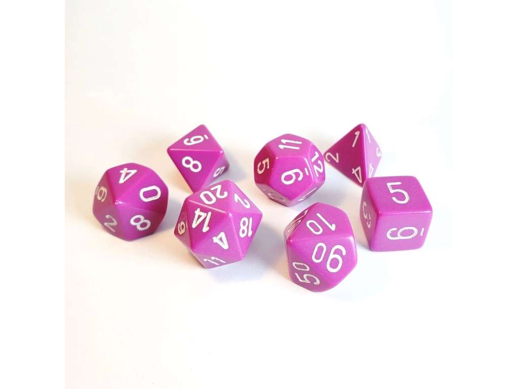 Chessex 7-pak terninger til rollespil i syren/hvid