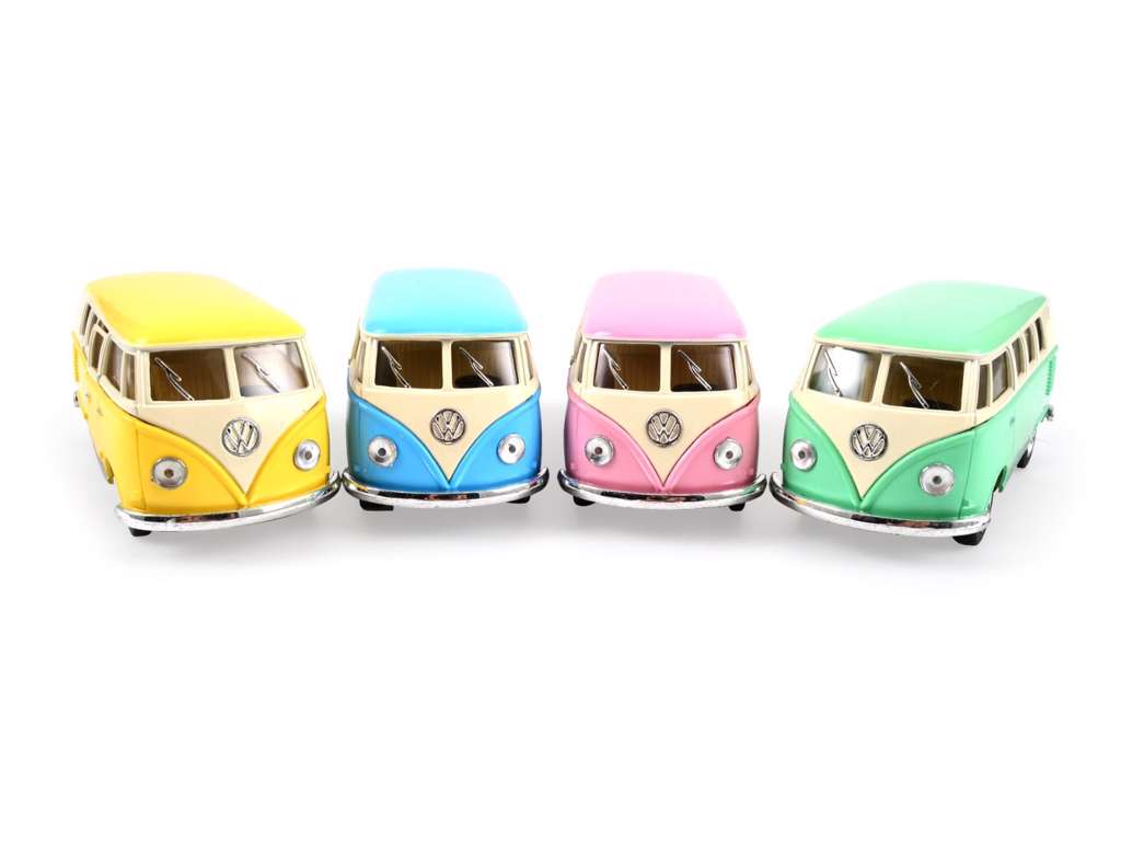Klassisk VW Folkevogns bus på 12 cm med pullback - pastel