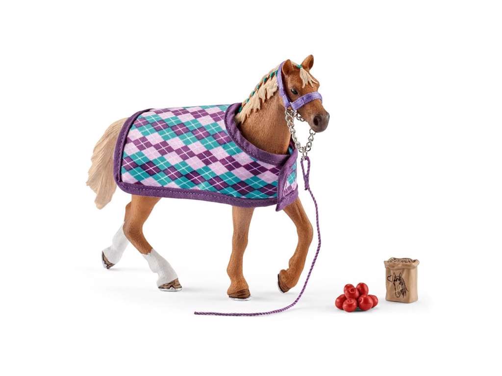 Engelsk fuldblod hest med dækken fra Schleich - 42360