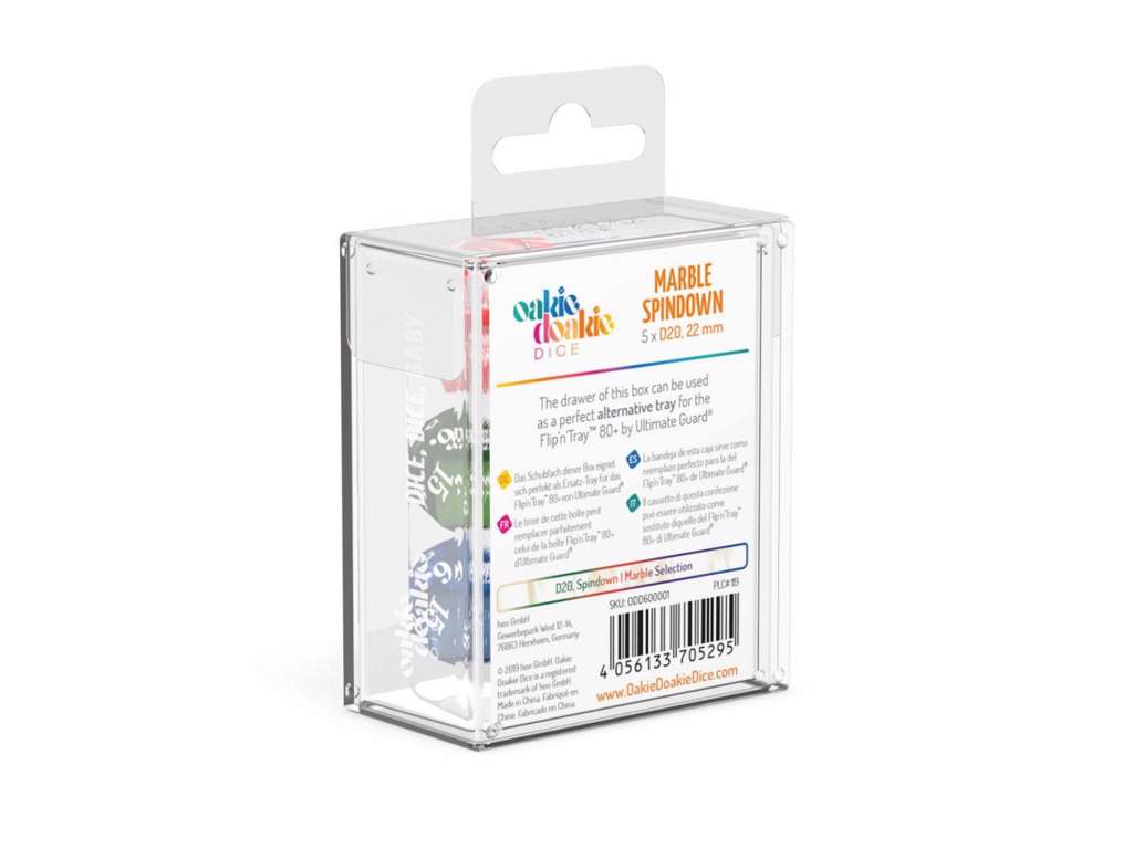 Oakie Doakie Dice D20 Spindowns - Marble 5 stk