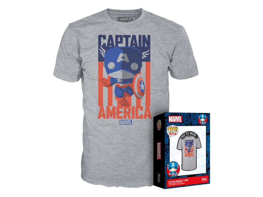 Marvel POP! Tees T-Shirt Captain America Størrelse Small