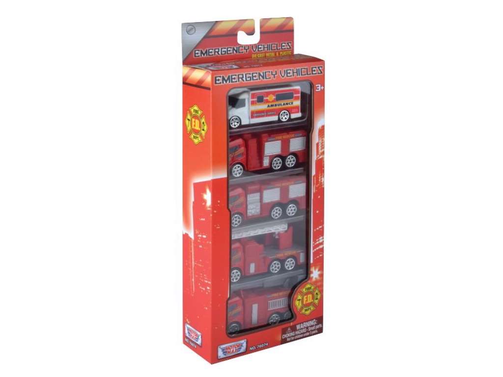 Små brandbiler i 5 pak fra Motor Max