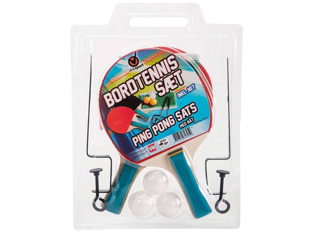 Bordtennis med net, bolde og 2 bat fra Vini sport
