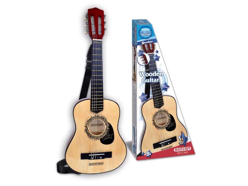 Træguitar med 6 strenge på 75 cm fra Bontempi