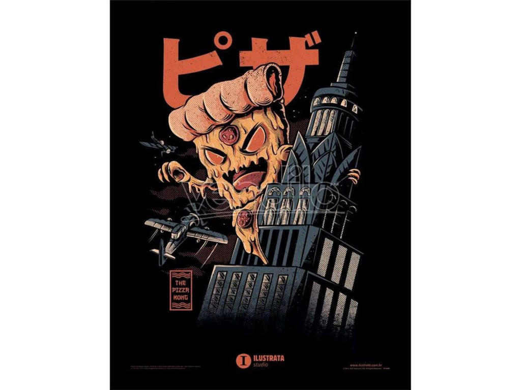 Illustrated The Pizza Kong Deep Canvas Printed Art 30x40 cm