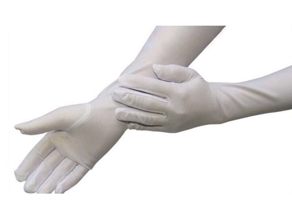 Lange hvide handsker fra Joker