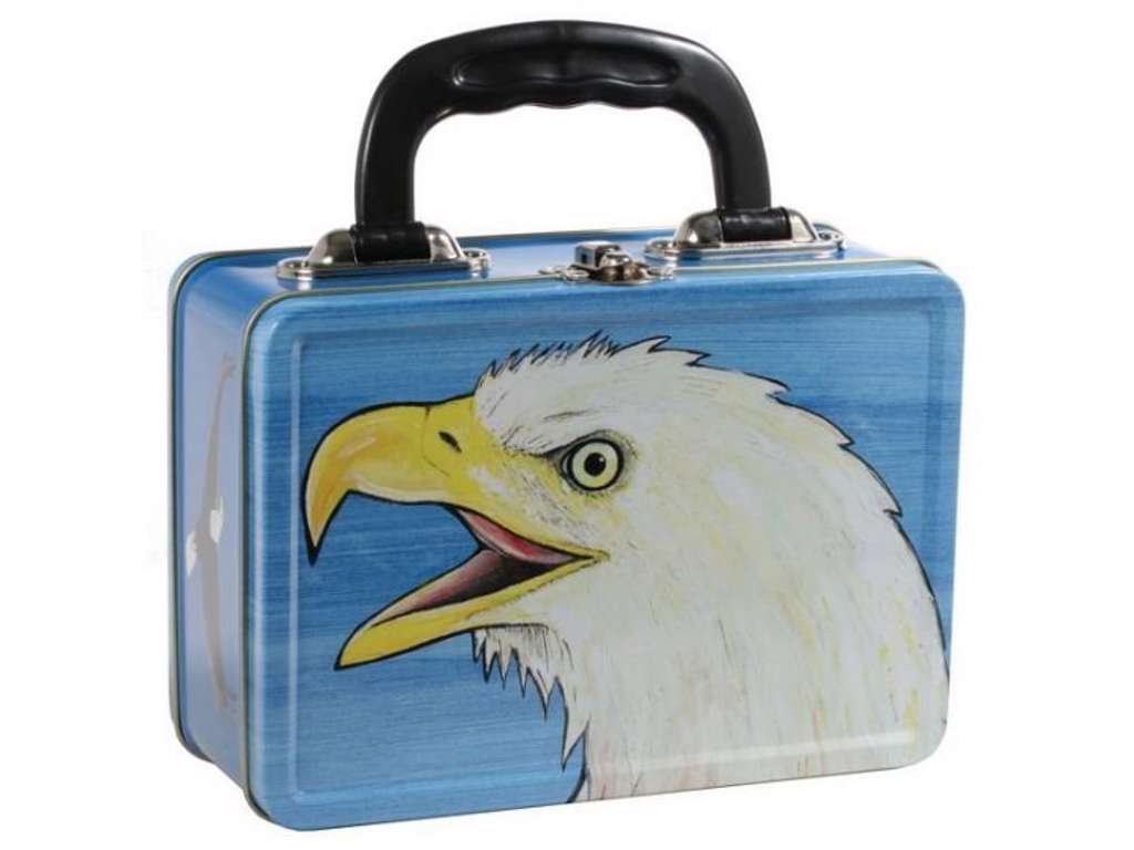 Madkasse i metal med ørn