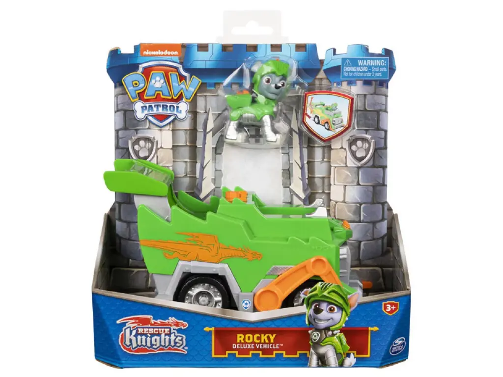 Paw Patrol Rescue Knights Hero Pups - Rocky med bil deluxe