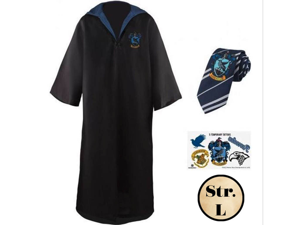 Ravenclaw kappe med slips og tatoveringer fra Harry Potter str L