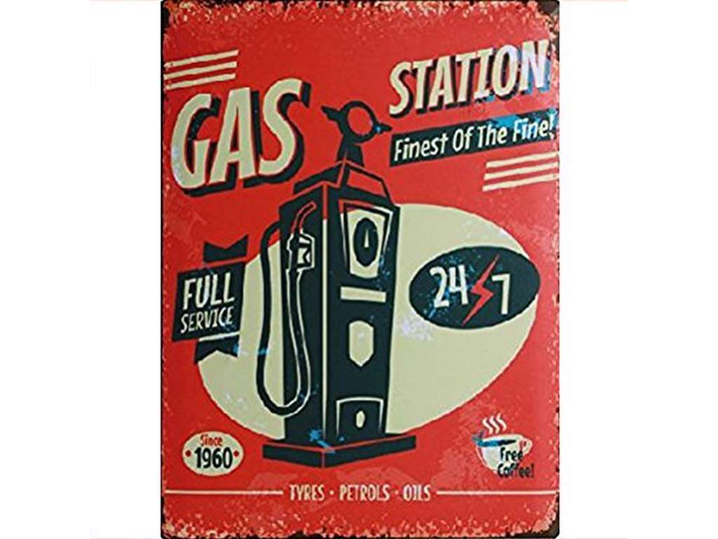Gas station metal skilt 30x 40 cm