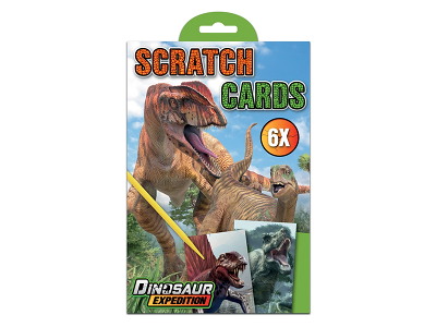 Dino 6 skrabe billeder m/pen 21x14cm. +3år