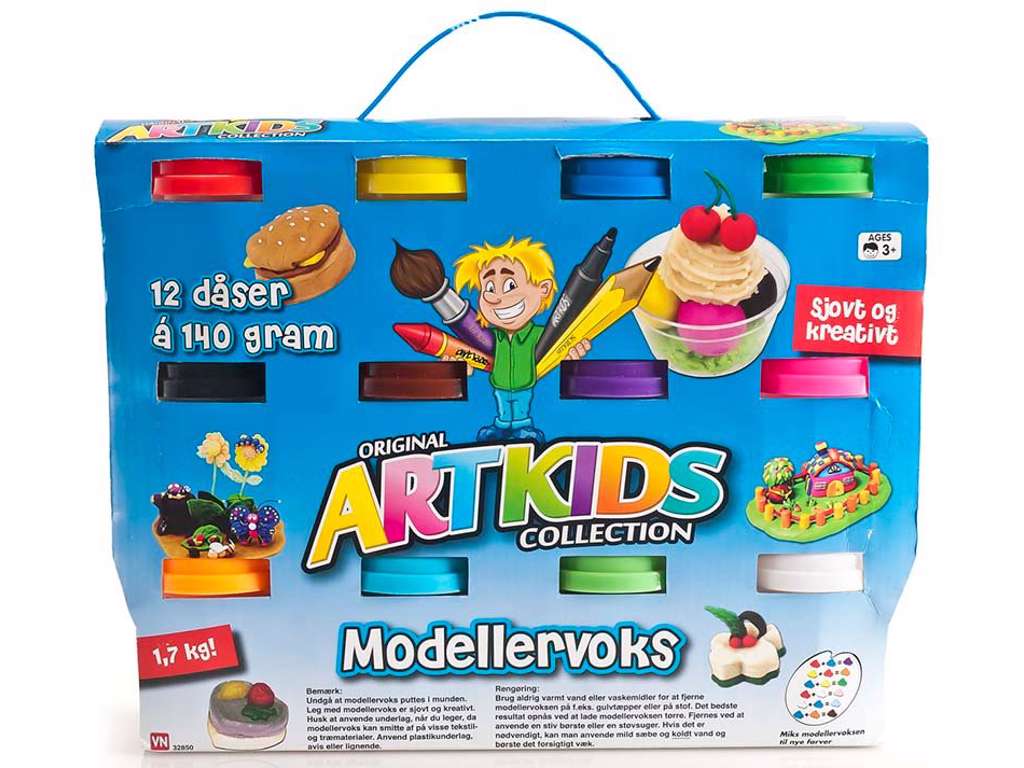 12 store dåser modellervoks fra Artkids
