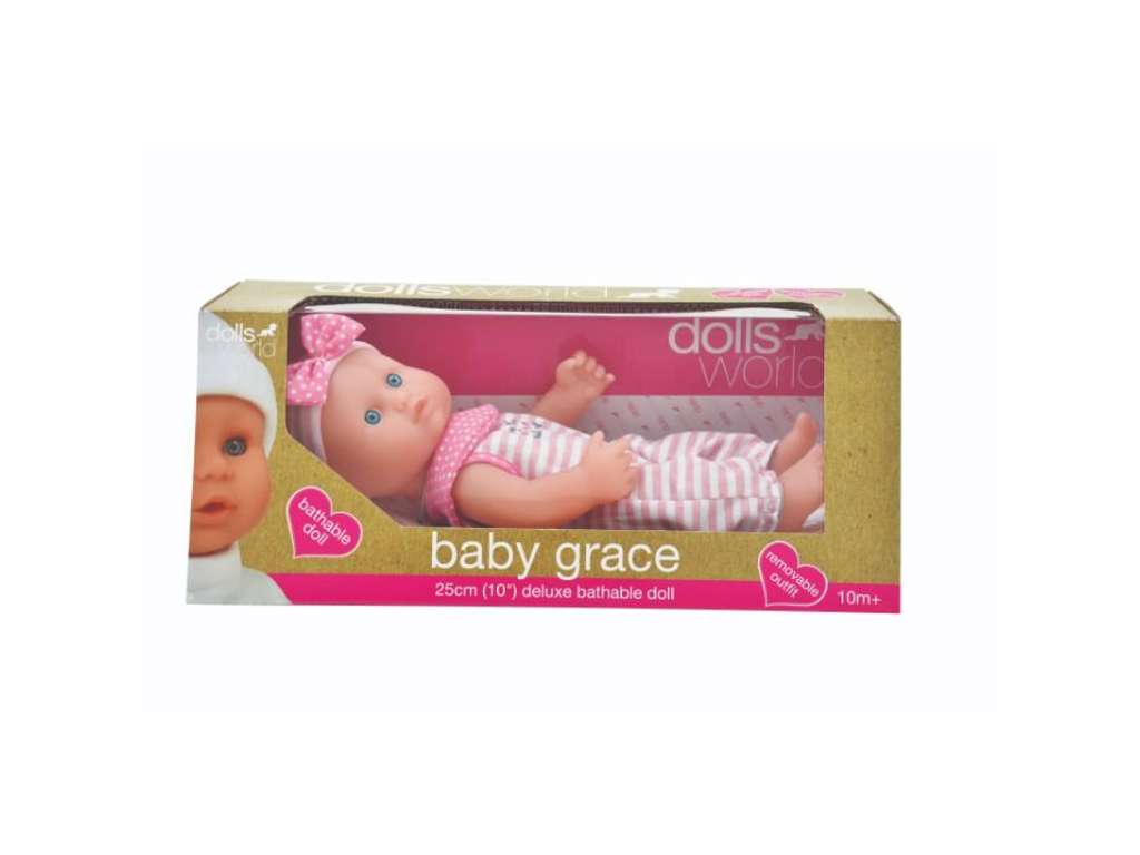 Baby Grace med pandebånd og dragt på 25 cm fra Dolls World