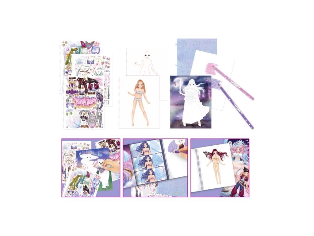 Fantasy model designbog med klistermærker