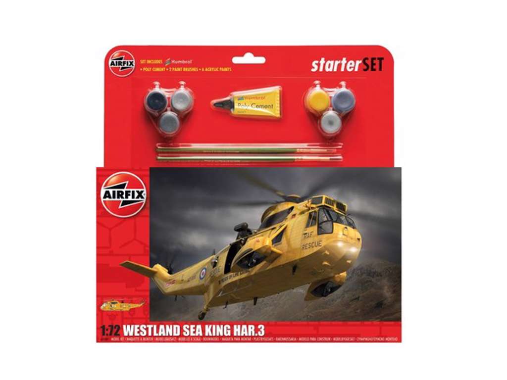 Westland Sea King Har.3 1:72 Airfix gavesæt med maling pensel og lim