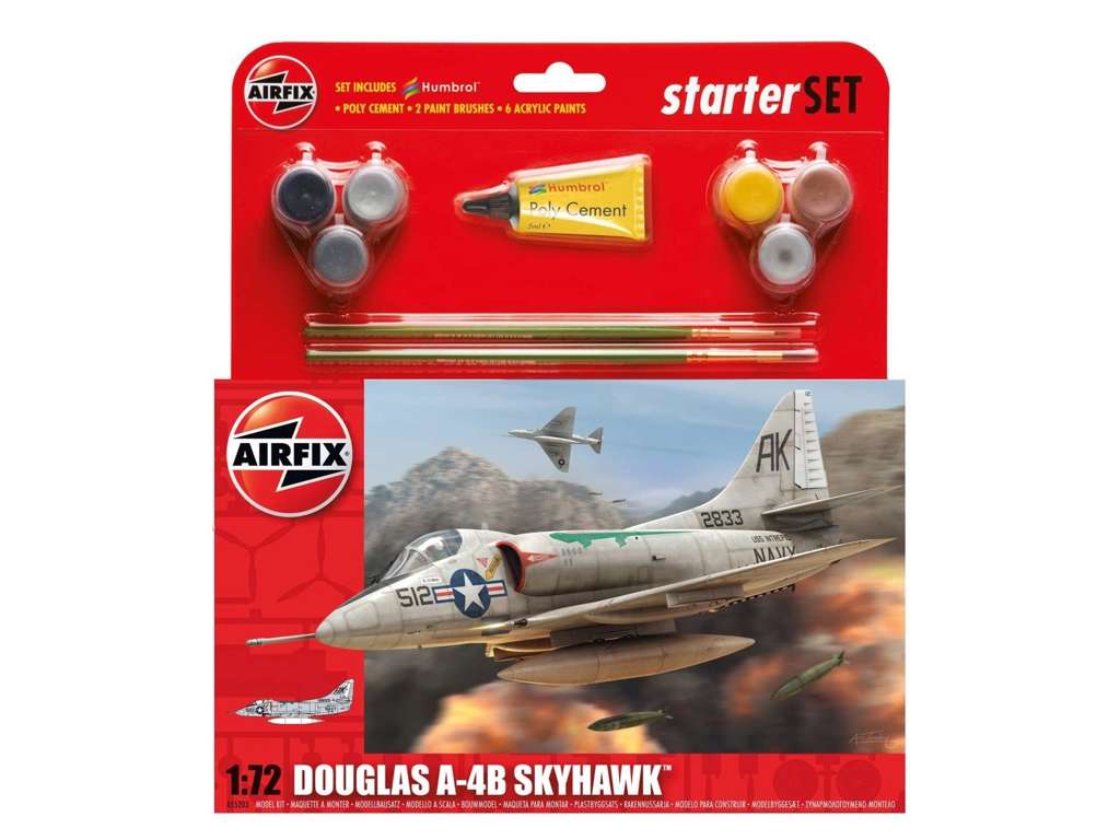 Douglas A-4B Skyhawk 1:72 Airfix gavesæt med maling pensel og lim.