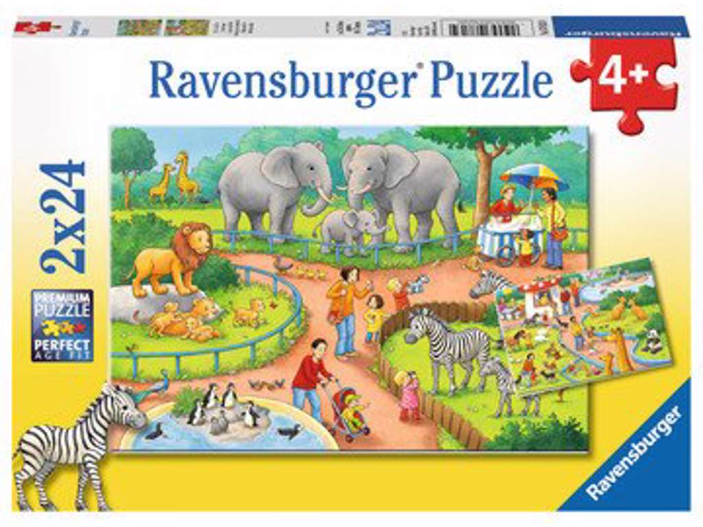 En dag i zoo puslespil med 2x24 brikker fra Ravensburger