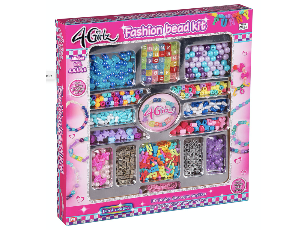 Perlesæt med bogstaver og vedhæng fra 4-Girlz
