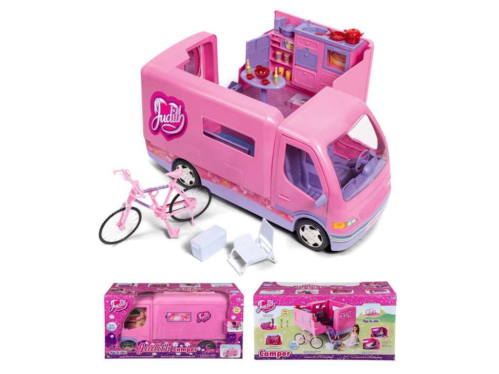 Judith mega camper med cykel til fashiondukker