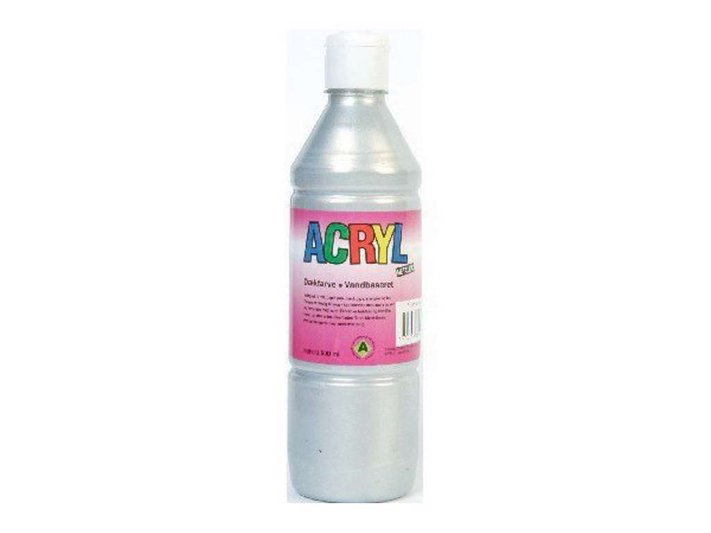 Metallisk acryl maling - sølv - 500 ml