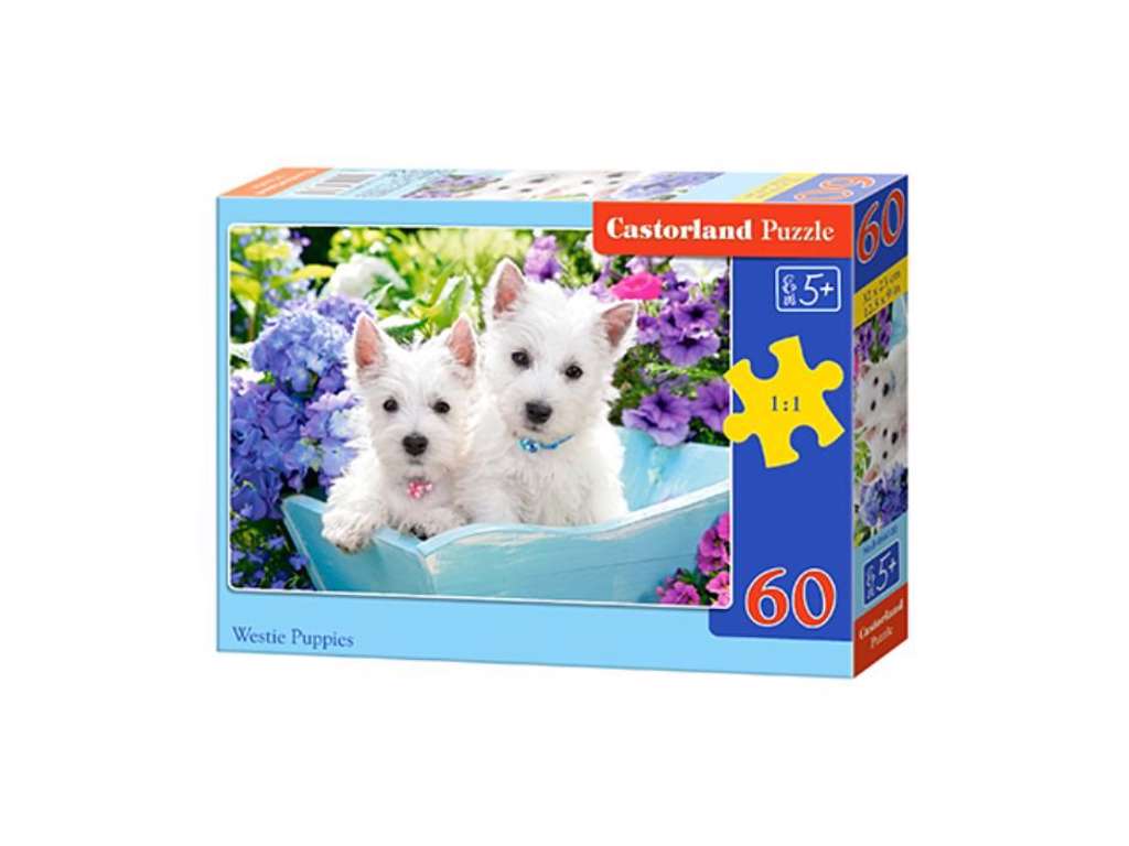 Hundehvalpe i kurv puslespil med 60 brikker fra Castorland