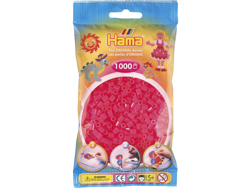1000stk. Hama Midi neon fuchsia 207-32